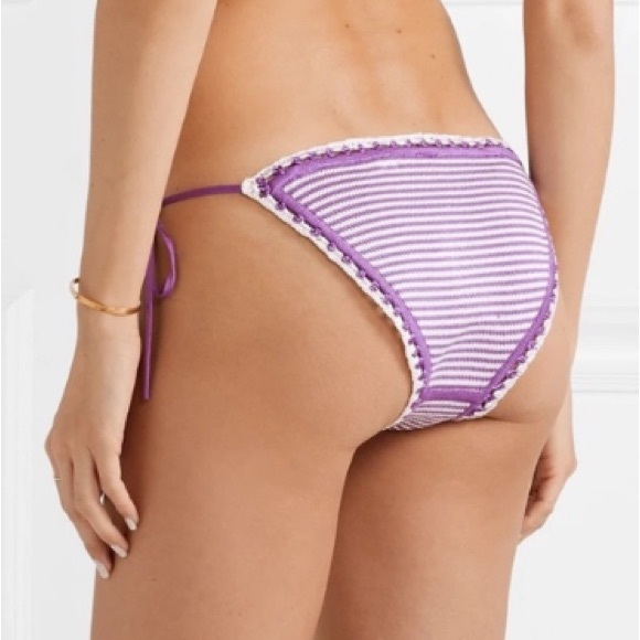 SOLID & STRIPED Womens Size XS Clara String Bikini Bottoms Striped Purple Ivory - Picture 12 of 12